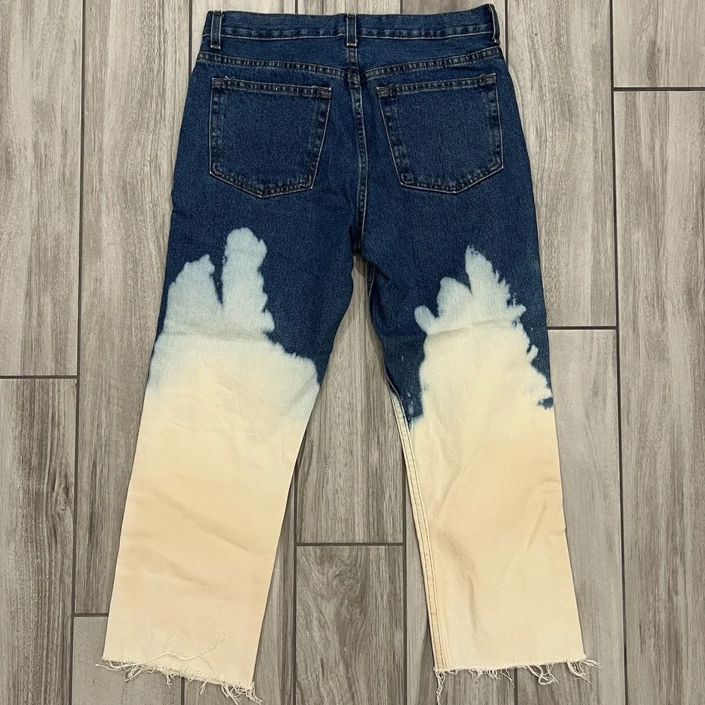 George Two Tone Jeans Straight Size 32X30 Ripped Fit - Picture 2 of 9